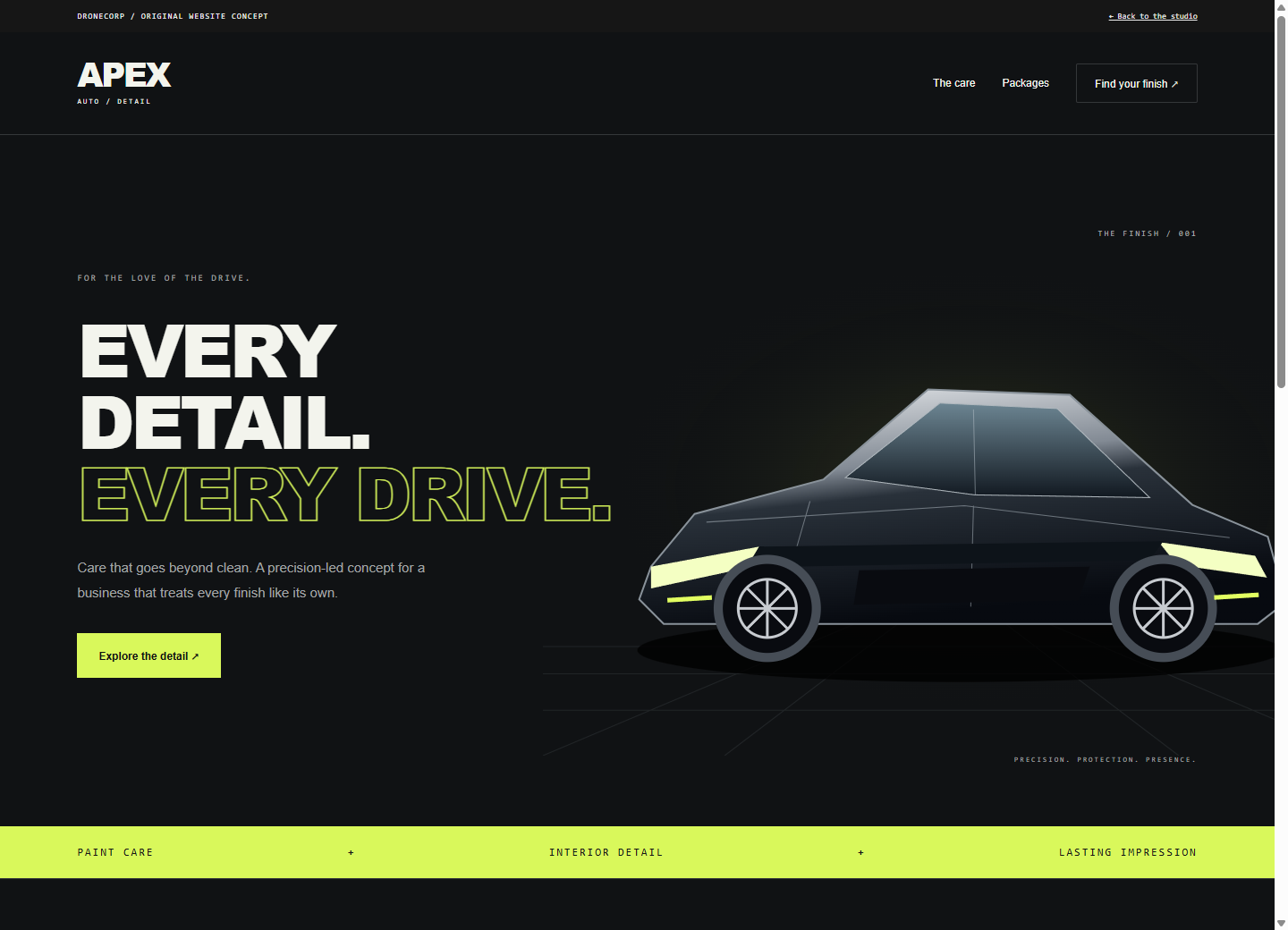 APEX auto detailing website concept