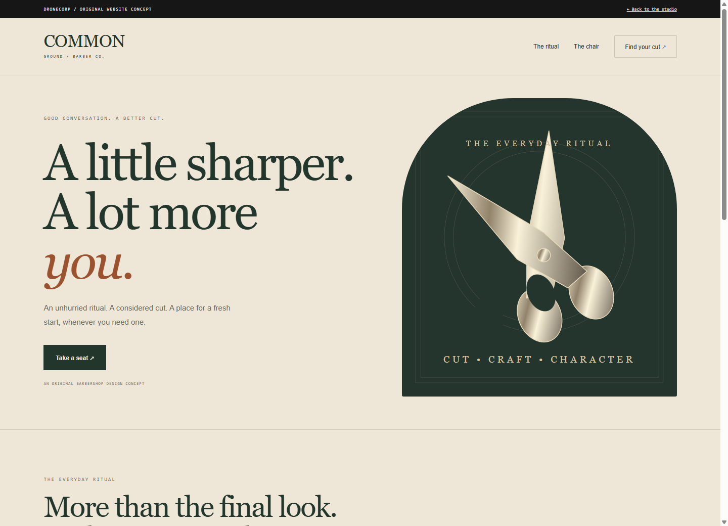 Desktop preview of the Common Ground website concept