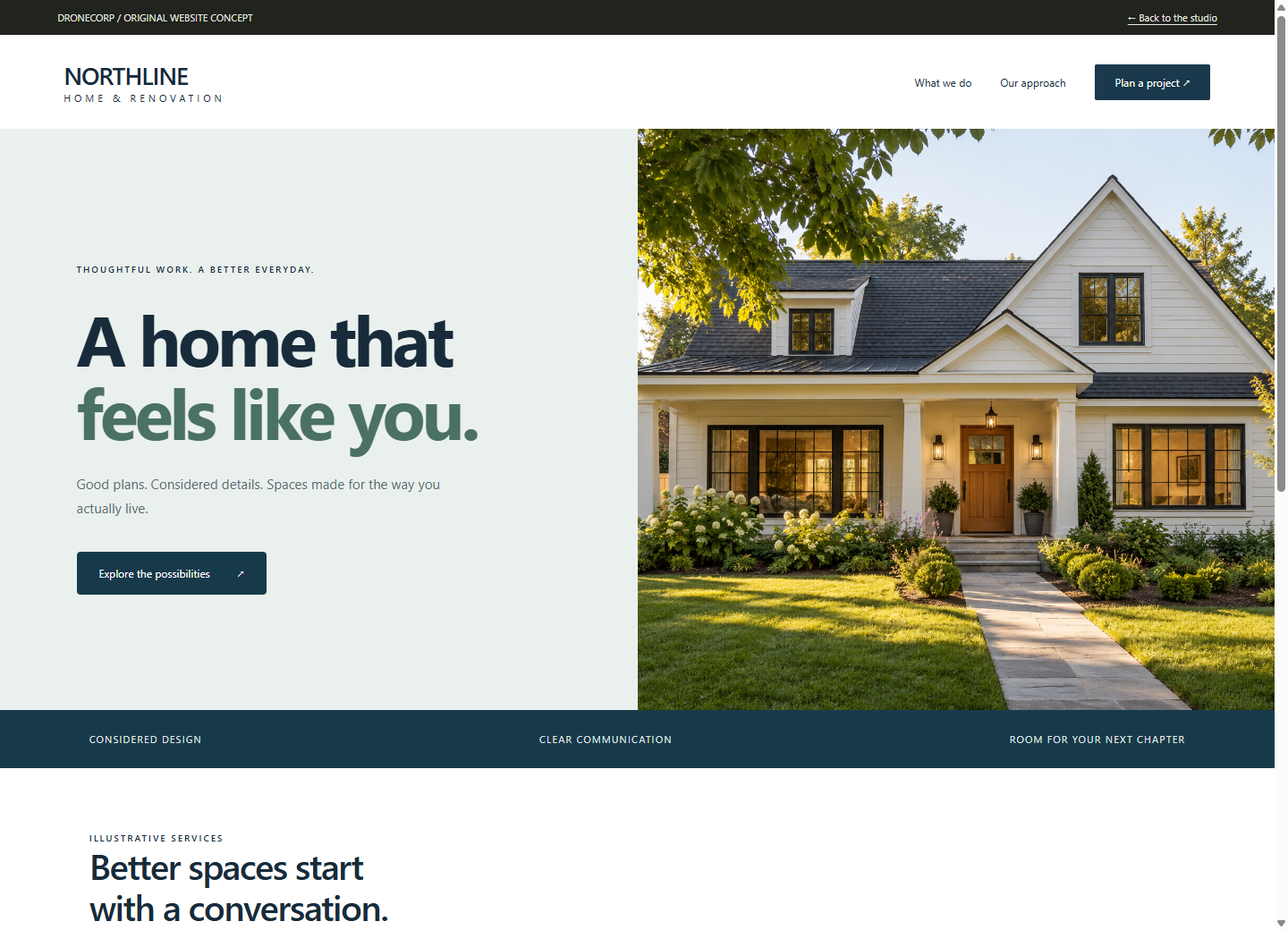 Desktop preview of the Northline website concept