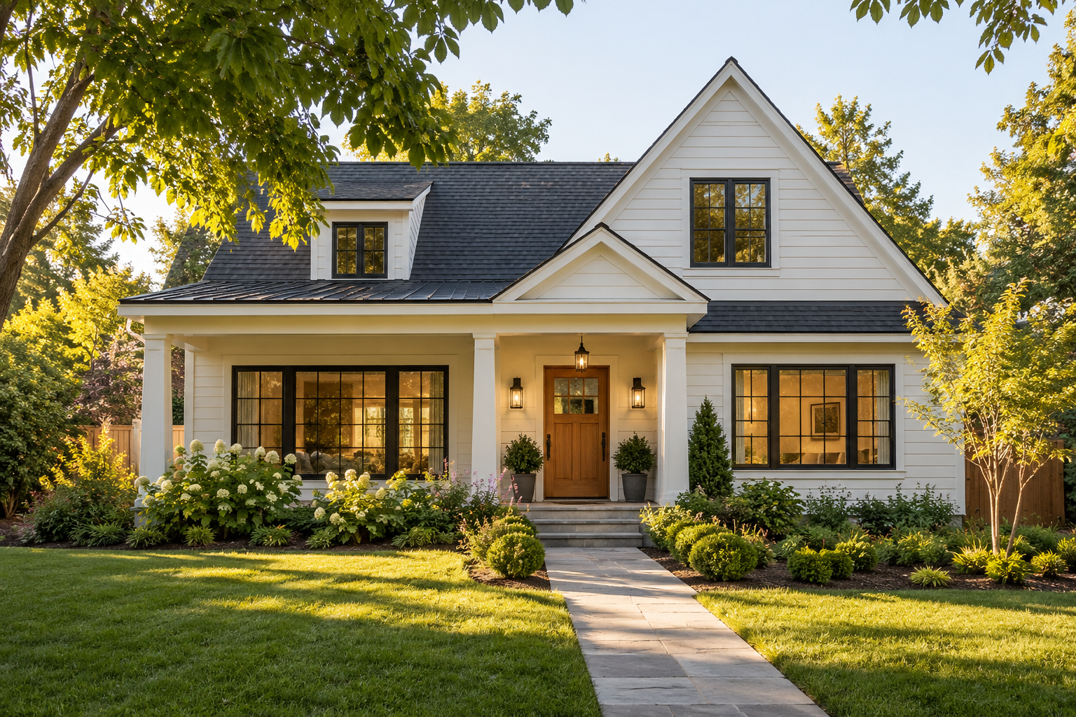 Renovated home and landscaped garden concept